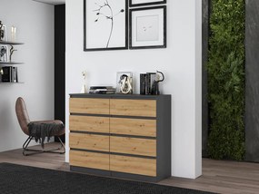 M8 120 fiókos szekrény, antracit-tölgy