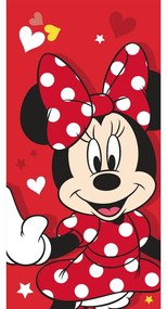 Piros pamut gyerek fürdőlepedő 70x140 cm Minnie "Red heart" – Jerry Fabrics