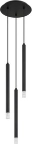 Globo 15629-3 Függeszték fém fekete matt, akril szaténozott, átlátszó, fekete PVC kábel, ø: 240mm, M: 1200mm, 3x G9 LED 4W 230V izzók nélkül