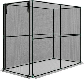 Outsunny finom szövésű növényvédő háló acélvázzal és cipzáras ajtóval, 200 x 100 x 160 cm — fekete | Aosom
