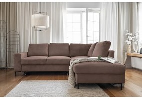 Barna kordbársony kinyitható sarokkanapé (jobb oldali) Lofty Lilly – Miuform