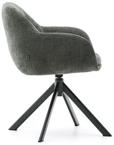 Sötétzöld kárpitozott karfás étkezőfotel Dorina – Kave Home