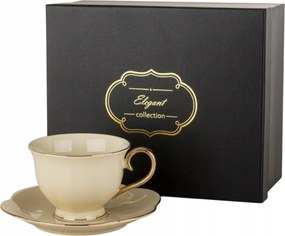 Kávéscsésze teatartóval krémszínű porcelán 250 ml ajándék