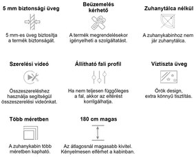 Spirit Clear 80x80 cm szögletes zuhanykabin, zuhanytálca nélkül fekete