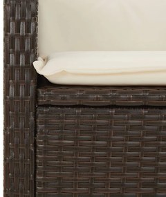 2 db barna polyrattan dönthető kerti szék párnákkal