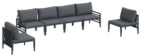 vidaXL Kerti Kanapé Szett párnával 6 pcs Fekete Acél