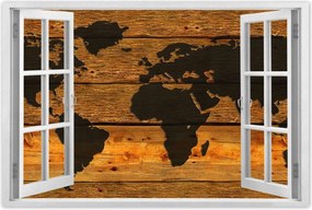 Poszterek 90x60 Világtérkép deszkákon