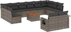 vidaXL 13 részes szürke polyrattan kerti ülőgarnitúra párnákkal