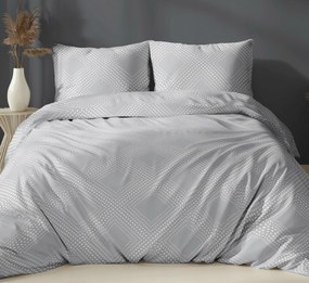 Szatén ágyneműhuzat 160x200 szürke cipzáras geometria Karo Satin