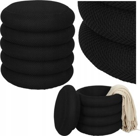 Moduláris puff Tároló funkcióval Kame fekete nyitható lábtartó