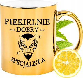 Arany csillogó bögre szakembernek ajándék fényképes nyomtatással