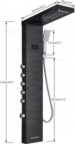 Zuhanyrendszer EYN BSP2040 LED-kijelzővel, vízesés kifolyóval, többféle színváltozatban — Fekete — Sarok
