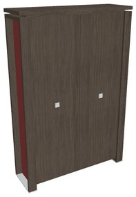 Verno+ S magas szekrény 140 x 46 x 210 cm, antracit tölgy / piros