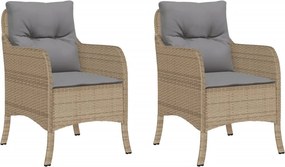 vidaXL 2 db vegyes bézs polyrattan kerti szék párnával