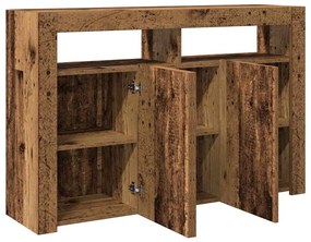 antik fa szerelt fa tálalószekrény LED-ekkel 115,5x30x75 cm