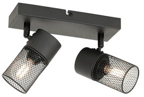 Ipari spotlámpa fekete 2-lámpás állítható - Jim
