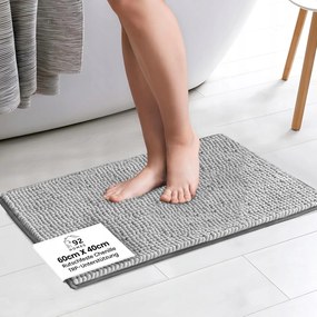 Puha Fürdőszobaszőnyeg 40 x 60 cm Szürke Medenceszőnyeg Nedvszívó szőnyeg