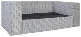 2 személyes szürke természetes rattan kanapé párnával