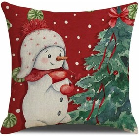 Karácsonyi párnahuzat SNOWMAN 45x45 cm, piros