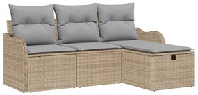 vidaXL Kerti Kanapé Szett párnával tárolóval 4 pcs Bézs Poli rattan