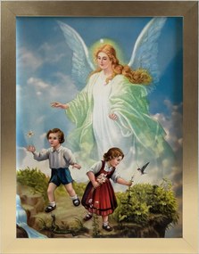 Vászonkép 45x35 Őrangyal Angyal Arany Keret