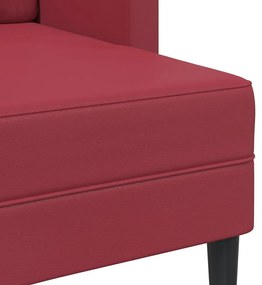 borvörös műbőr 2 üléses kanapé L-alakú kanapéval 125 cm