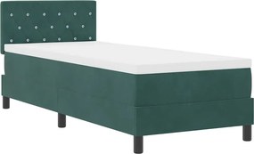 vidaXL LED Box Spring Ágy matracmal Sötétzöld 80 x 200 cm Bársony