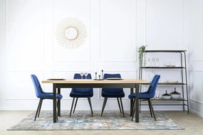 Étkezőgarnitúra 4 db. Sötétkék Rio székkel. Bővíthető asztal HUGO 160-230 cm