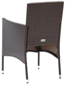 vidaXL 3 részes barna polyrattan és edzett üveg kerti étkezőszett