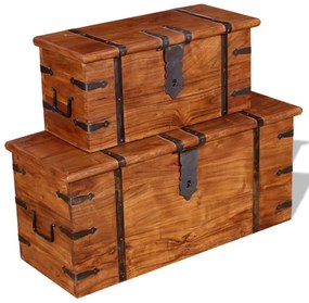 kétrészes tömör fa tárolóláda szett