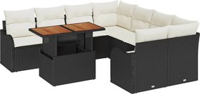vidaXL Kerti Kanapé Szett párnával 7 pcs Fekete és krémszínű