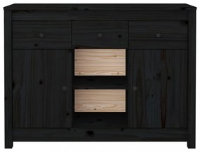 fekete tömör fenyőfa tálalószekrény 100x35x74,5 cm