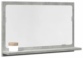 betonszürke szerelt fa tükrös fürdőszobaszekrény 60x11x37 cm