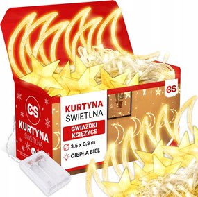 FĂ©nyfĂŒggöny Led lĂĄmpĂĄk x 300 KarĂĄcsonyi Holdak Csillagok 3,5m x 0,8m