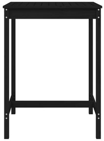 fekete tömör fenyőfa kerti asztal 82,5x82,5x110 cm