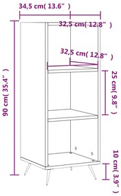 fekete szerelt fa polcos szekrény 34,5 x 32,5 x 90 cm