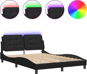 vidaXL fekete ágykeret LED-ekkel matrac nélkül Zadar 120 x 200 cm