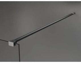 Mexen Kioto+, Walk-In zuhanyparaván polccal és akasztóval 110 x 200 cm, 8 mm átlátszó üveg fekete mintás, grafit profil, 800-110-121-66-77