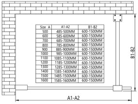 Erga Paris, Walk-In zuhany paraván 50x200 cm polccal és törülközőtartóval, 8 mm átlátszó üveg, króm profil, ERG-V02-PARIS-050x200-CL-CR-BAR