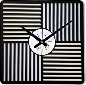 Nagy, Modern Falióra, Fa, Lamellák, Loft,nappaliba, Négyzet