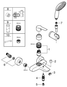GROHE 25283002 - Kádcsaptelep tartozékokkal DN 15 fényes króm