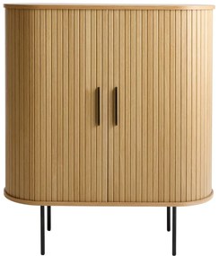 Natúr színű bortartó szekrény tolóajtóval, tölgyfa dekorral 100x118x40 cm Nola – Unique Furniture