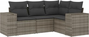 vidaXL 4 részes szürke polyrattan kerti ülőgarnitúra párnákkal