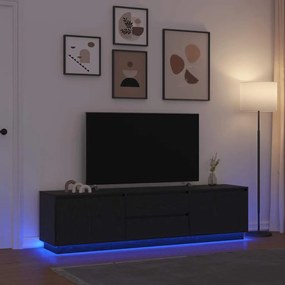 fekete tölgy TV-szekrény LED-világítással 193,5x41x50 cm