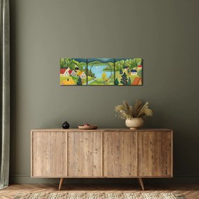Kép - Falu a hegyekben (órával) (90x30 cm)