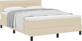 vidaXL Boxrugós ágy matracmal fejtámlával Krém 140 x 200 cm szövet