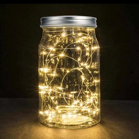 Vízálló 20 micro LED-es elemes időzíthető, palack dekor fényfüzér, tündérfény, meleg fehér, 1 m