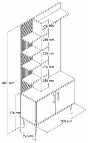 Faliakasztó cipőtartóval és polcokkal ViyanaWalnut and Anthracite