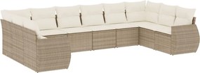 vidaXL 10 részes bézs polyrattan kerti ülőgarnitúra párnával