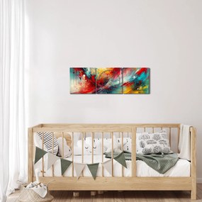 Kép – Absztrakció pirossal (órával) (90x30 cm)